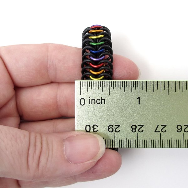 Stretchy chainmail bracelet, rainbow gay pride jewelry, Euro 6 in 1 weave