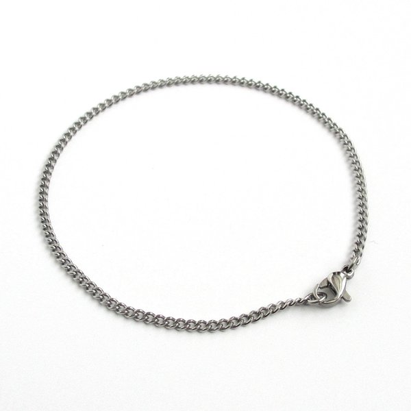 2mm stainless steel curb chain bracelet, anklet, or necklace, choose your length, thin curb chain jewelry for men or women