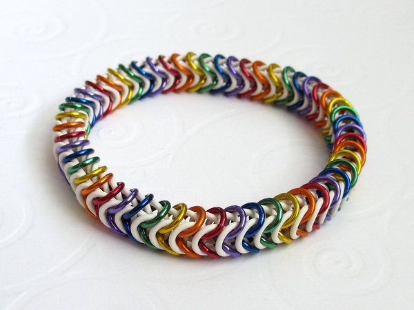 LGBTQ rainbow bracelet, gay pride jewelry, chainmaille bracelet box chain