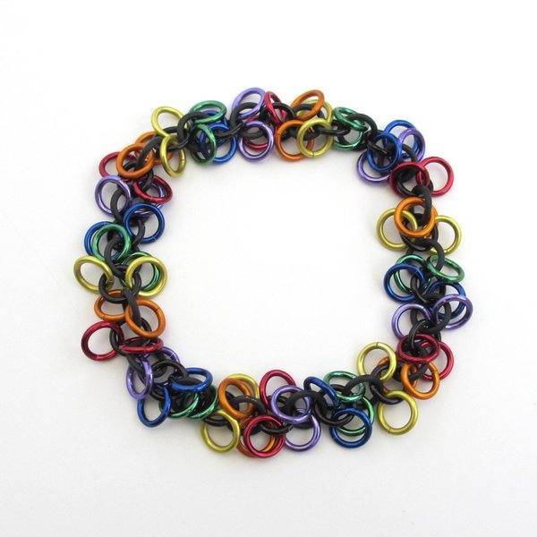 Rainbow LGBTQ bracelet, gay pride stretchy bracelet, chainmaille shaggy loops weave