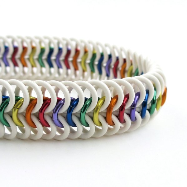 LGBT bracelet, gay pride bracelet, rainbow jewelry, stretchy chainmail bracelet