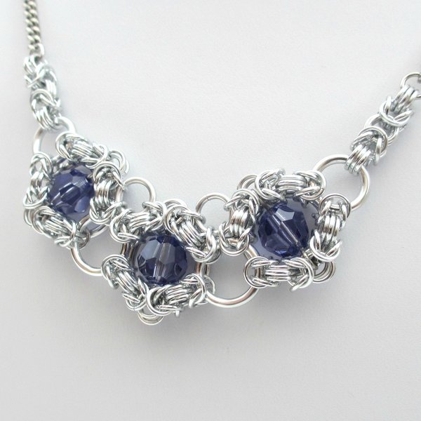 Tanzanite crystal chainmail necklace