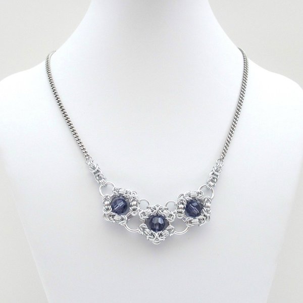 Tanzanite crystal chainmail necklace