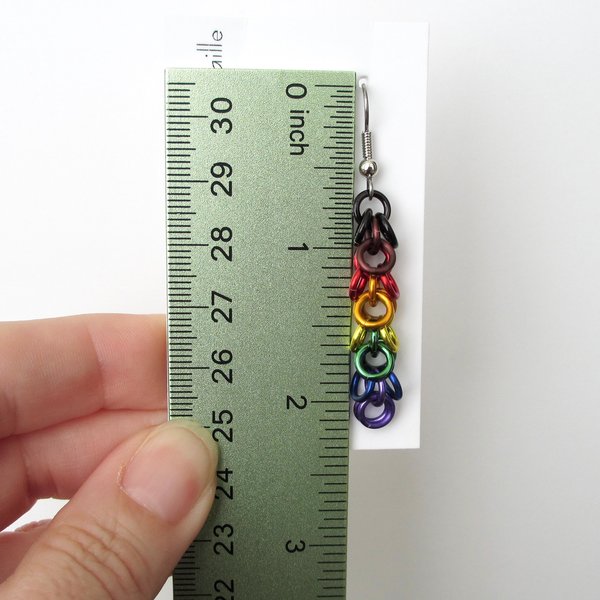 Philadelphia pride flag earrings, chainmail shaggy loops weave, LGBTQIA jewelry