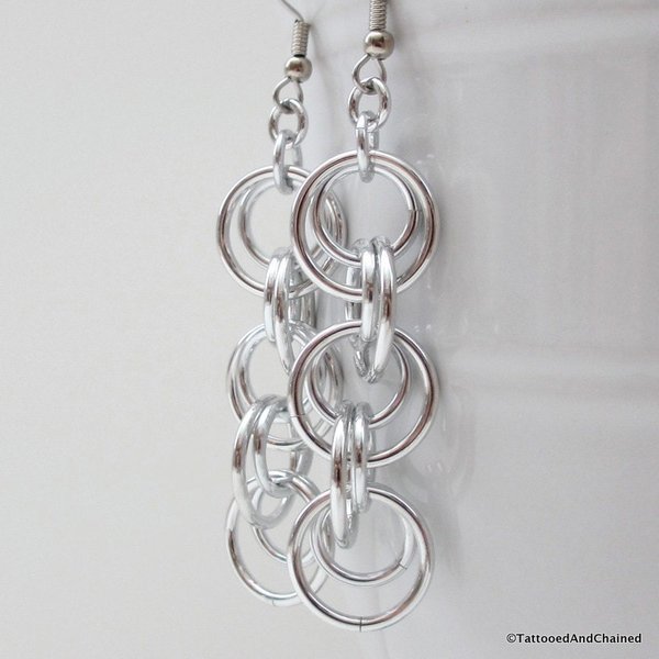Simple chainmail earrings, chain dangle earrings