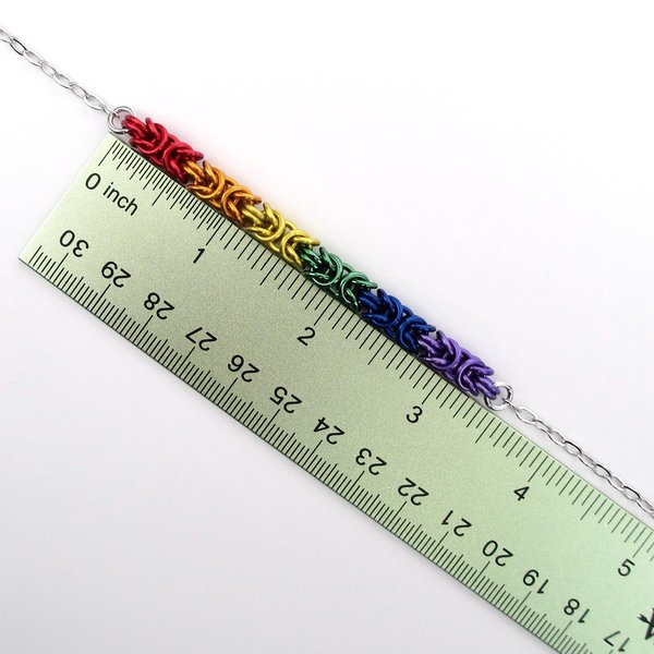 Gay pride necklace, rainbow chainmail byzantine weave LGBTQ+ jewelry, choose your length
