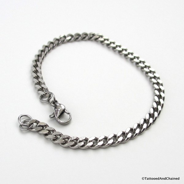 Stainless steel chain bracelet, 4mm curb chain jewelry