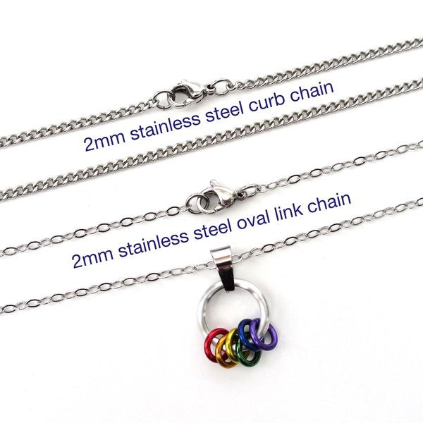 Minimalist Gay Pride Pendant with Floating Rainbow Rings - Handmade LGBTQ Jewelry 