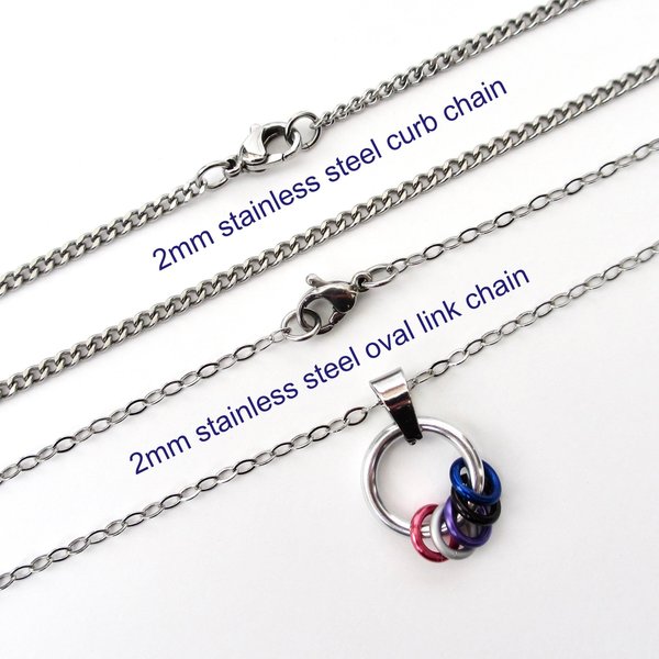 Minimalist Genderfluid Pride Pendant with Pink, White, Purple, Black & Blue Floating Rings - Handmade LGBTQ+ Jewelry