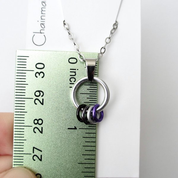 Minimalist Asexual Pride Pendant with Floating Rings in Ace Flag Colors - Handmade LGBTQ+ Jewelry