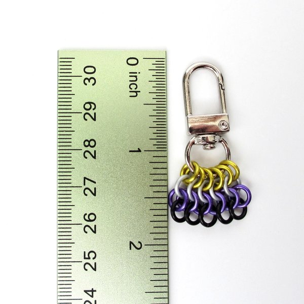 Nonbinary Pride Chainmail Zipper Pull or Bag Charm, Pendant Necklace Option