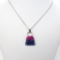 Bisexual Pride Bag Charm, LGBTQ Chainmail Zipper Pull - Pendant Necklace Option