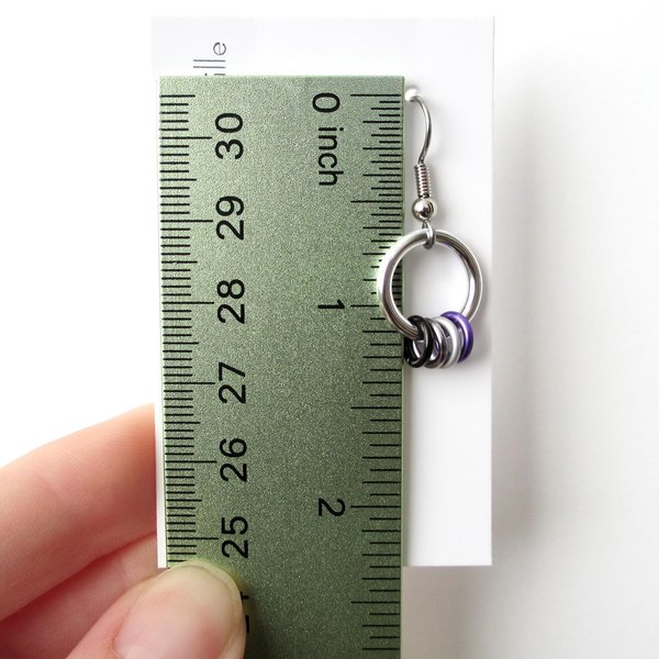 Minimalist Asexual Pride Earrings with Floating Rings in Ace Flag Colors - Handmade LGBTQIA Jewelry